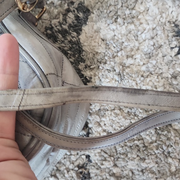 Vintage Gray Quilted Eel Skin Shoulder Bag - Picture 8 of 12